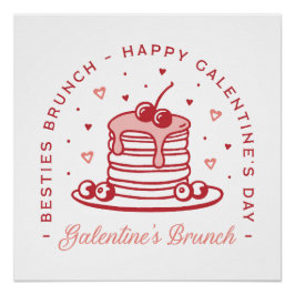 Póster Galentine's Day besties brunch coquette preppy