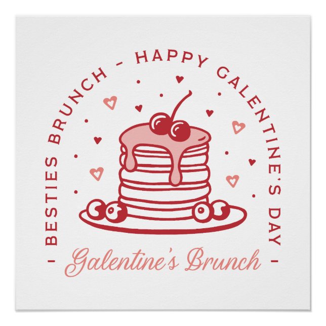 Póster Galentine's Day besties brunch coquette preppy (Anverso)