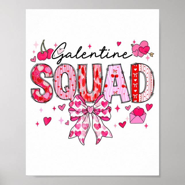Póster Galentines Day Women Galentines Squad Funny Valent (Frente)