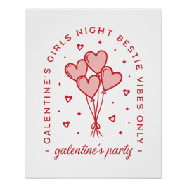 Póster Galentine's fiesta valentines bestie coquette