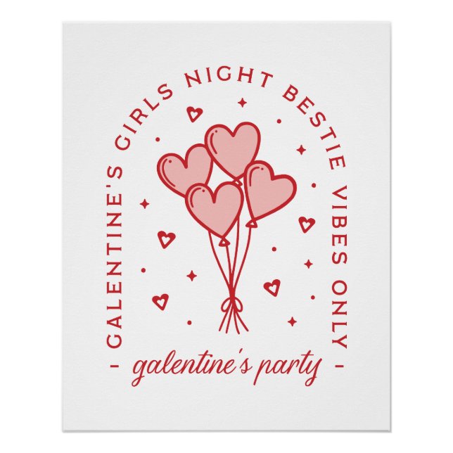 Póster Galentine's fiesta valentines bestie coquette (Anverso)