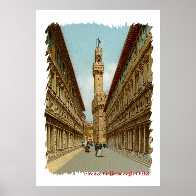 Póster Galería Aquarelle Florence Uffizi (Frente)