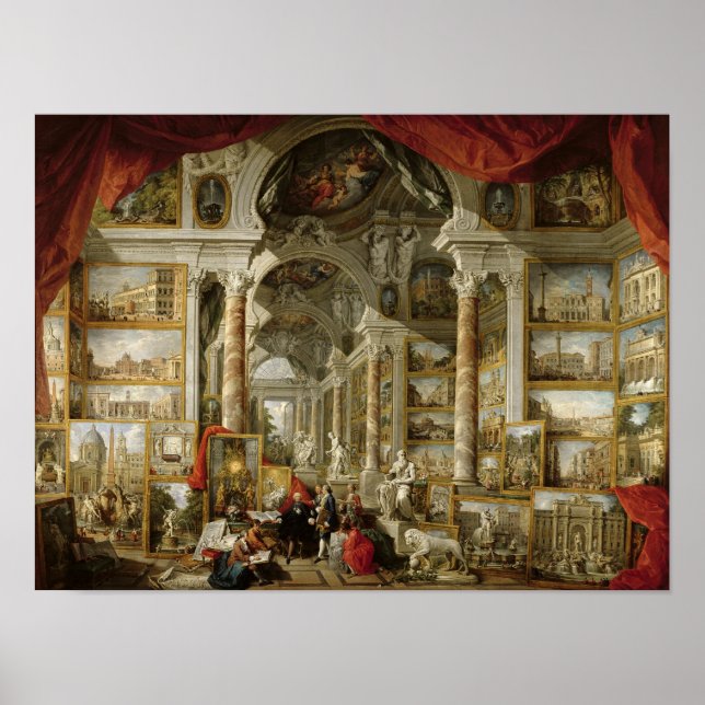 Póster Galería con vistas a la Roma moderna, 1759 (Frente)