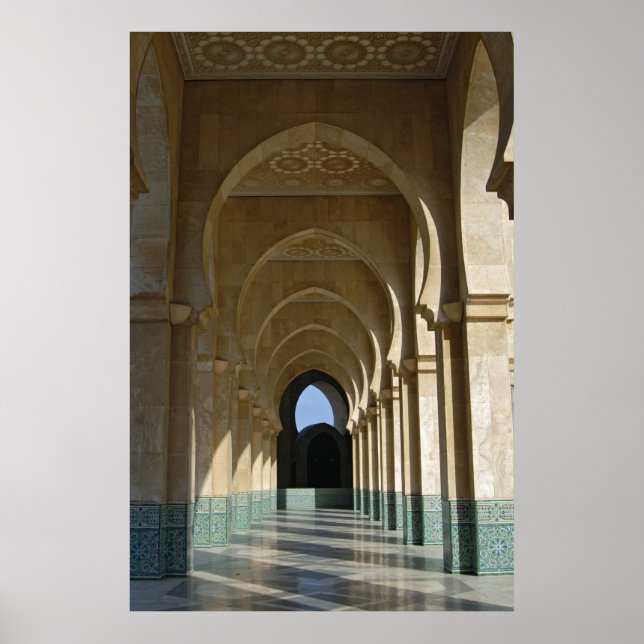 Póster Galería de arcos en la Mezquita Hassan II, Casabla (Frente)