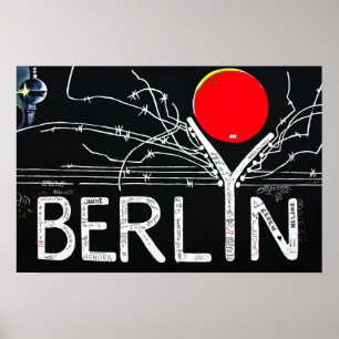 Póster Galería de la zona este, muro de Berlín, alambre