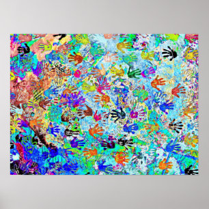 Póster Galería de la zona este, muro de Berlín, manos (7)