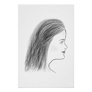 Póster Galería de pared de perfil de mujer en blanco y ne