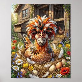 Póster Galería de pollos polacos linda y caprichosa