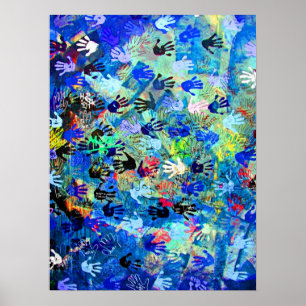 Póster Galería East Side, Muro de Berlín, manos (1)