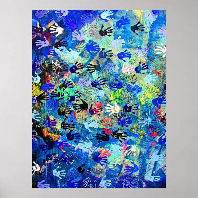 Póster Galería East Side, Muro de Berlín, manos (1) (Frente)