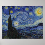 Póster Galería nocturna Vincent van Gogh Starry Bella Art<br><div class="desc">Vincent van Gogh. Noche estrellada. 1889. Óleo sobre lienzo. Pintura de obra maestra original de arte fino del famoso artista Post-impresionista holandés Vincent van Gogh.</div>