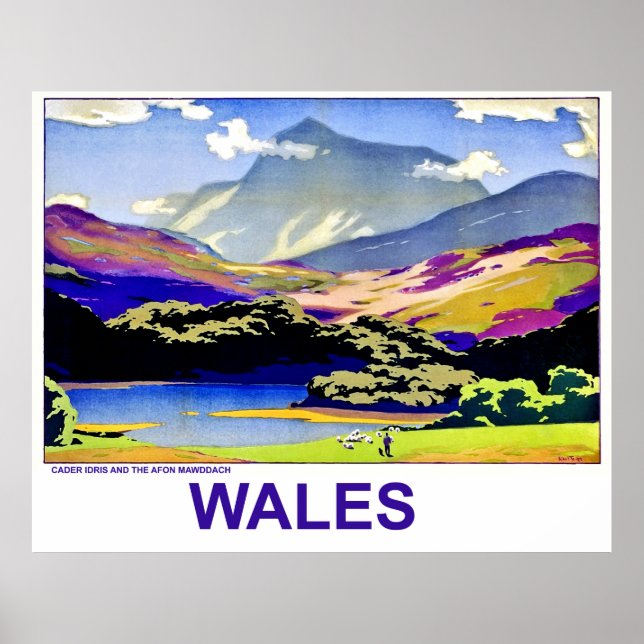 Póster Gales, Cader Idris y Afon Mawdach, vintage (Frente)