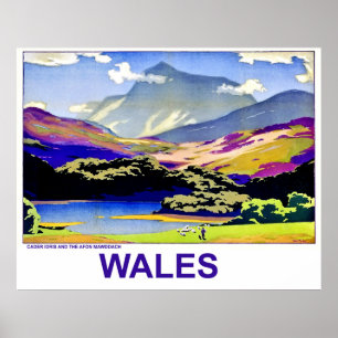 Póster Gales, Cader Idris y Afon Mawddach, vintage