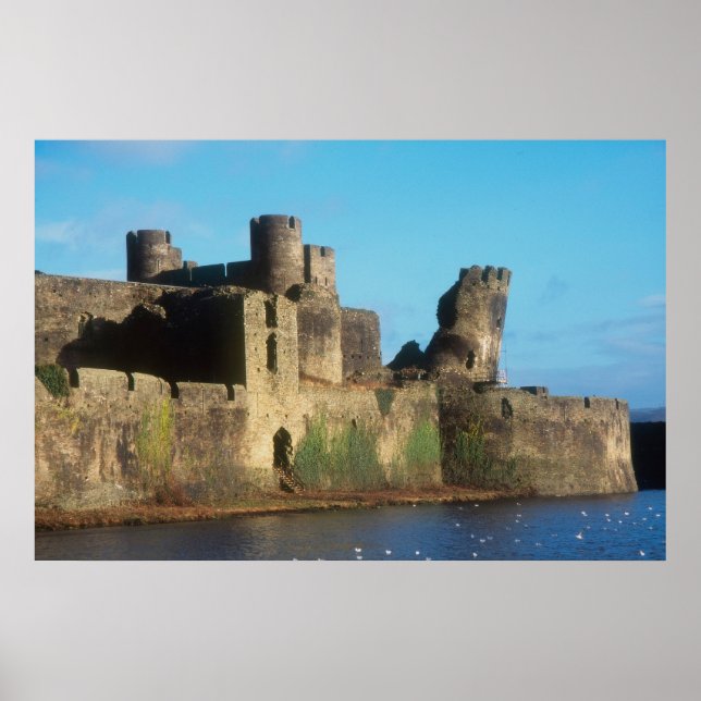 Póster Gales - castillo de Caerphilly, con una vista de l (Frente)