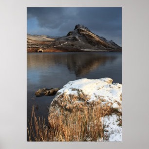 Póster Gales, nieve y lago