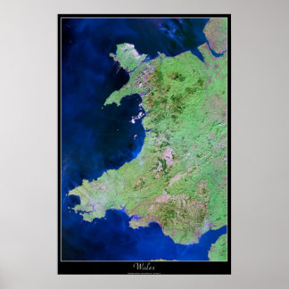 Póster Gales, poster satelital europeo
