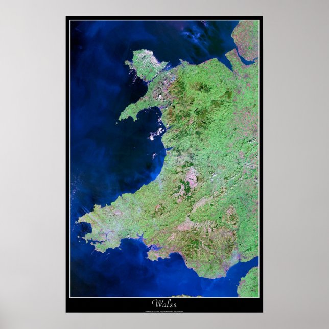 Póster Gales, poster satelital europeo (Frente)