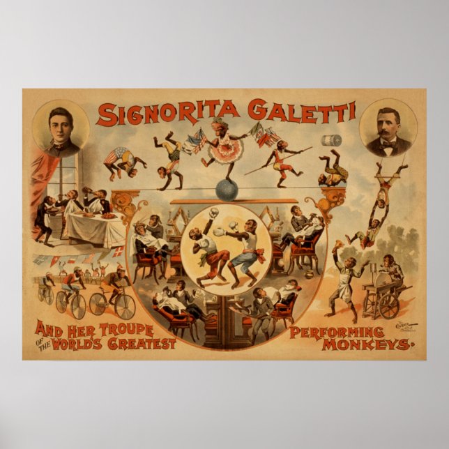 Póster GALETTI Actuando Monos Acto VAUDEVILLE Poster (Frente)