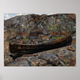 Póster Gallen-Kallela - Barco en una orilla rocosa