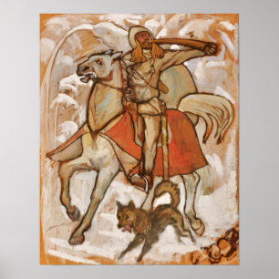 Póster Gallen-Kallela - Boceto de Kullervo cabalga hacia 