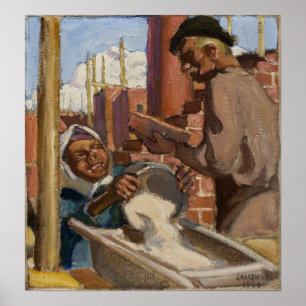 Póster Gallen-Kallela - Con un edificio 1906
