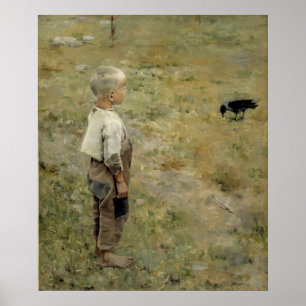 Póster Gallen-Kallela - Niño Con Un Poster De Crow