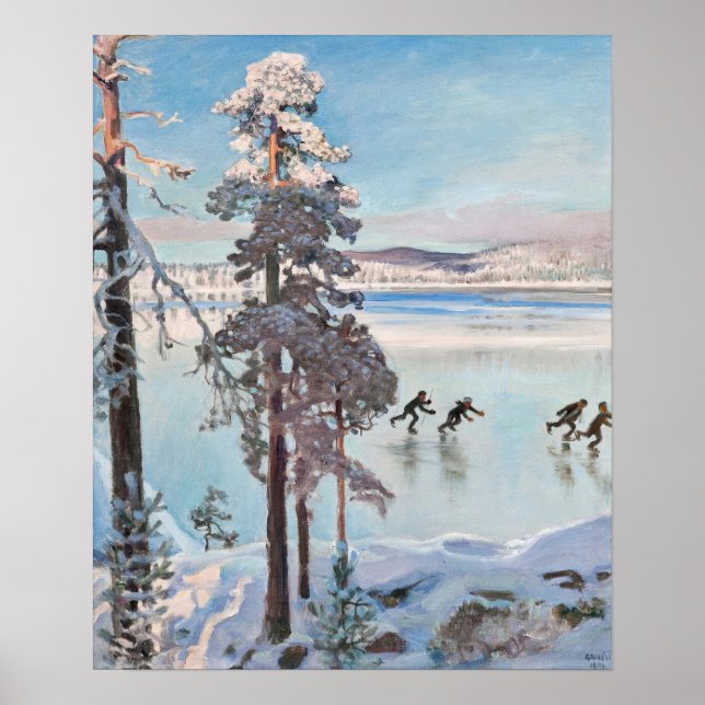 Póster Gallen-Kallela - Patinadores Cerca De La Costa De  (Frente)