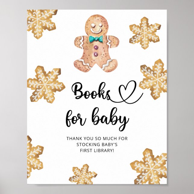 Póster Galleta de jengibre acuarela - libros para bebé (Frente)