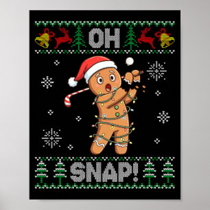 Póster Galleta de Jengibre Golf Navidad Oh Snap Santa Fea