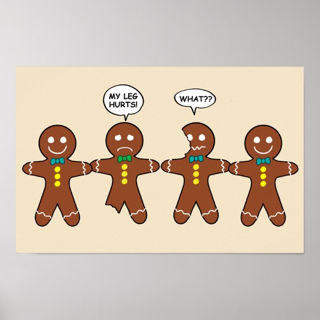 Póster Galleta de Jengibre Mi Pierna Duele Navidad (Frente)