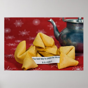 Póster galleta de la suerte con palabras sabias