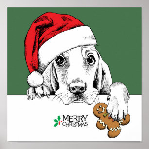 Póster Galleta del navidad de Basset Hound