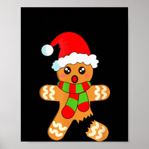 Póster Galleta divertida de hombre de jengibre de Navidad