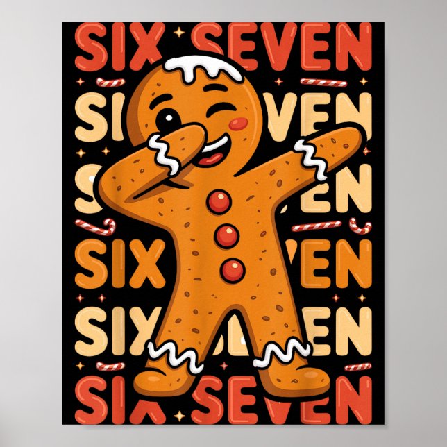 Póster Galleta divertida de jengibre de Navidad Dab Seis  (Frente)