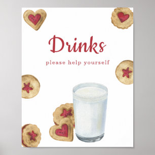 Póster Galletas de Acuarela Bebida para baby shower