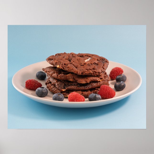 Póster Galletas De Chocolate Con Bayas Foto De Comida (Frente)