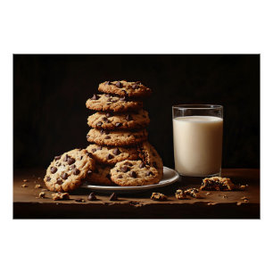 Póster Galletas de chocolate y pintura de leche