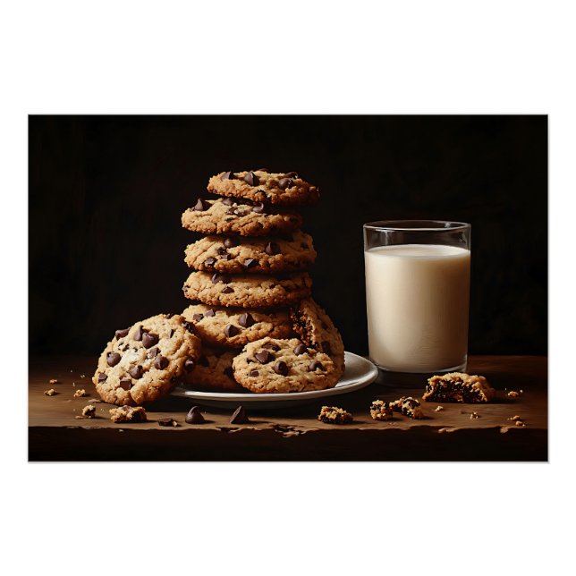 Póster Galletas de chocolate y pintura de leche (Anverso)