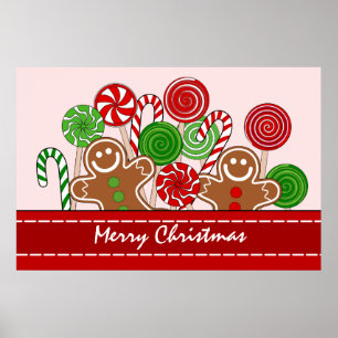 Póster Galletas de galleta de Navidades rojos