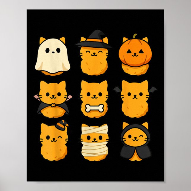 Póster Galletas de gatito de Halloween Pun de comida Aman (Frente)