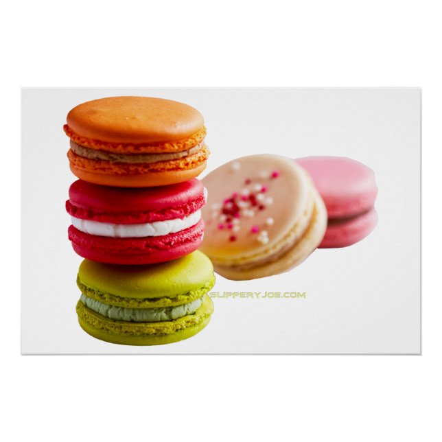 Póster Galletas de Macaroon de SlipperyJoe comida apilada (Anverso)
