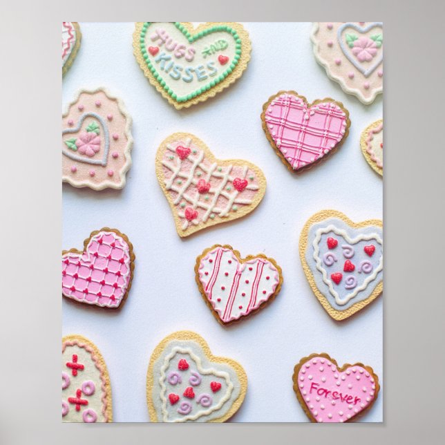 Póster galletas del corazón del el día de San Valentín (Frente)