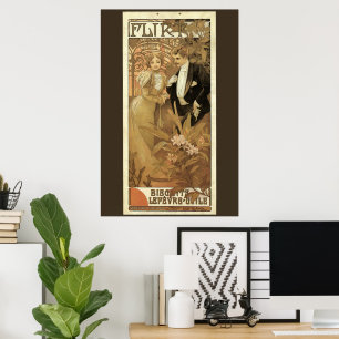 Póster Galletas Flirt Art Nouveau Vintage, Alphonse Mucha