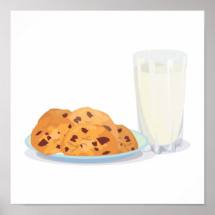 Póster galletas y leche