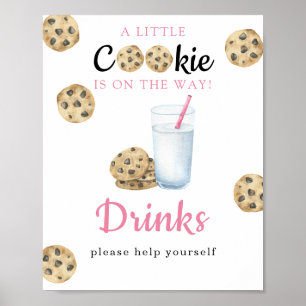 Póster Galletas y leche de acuarela Bebida para baby show