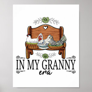 Póster Gallina de granja antigua de madera de mi abuela