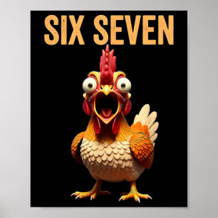 Póster Gallina de meme 67 cita gallo meme seis siete humo