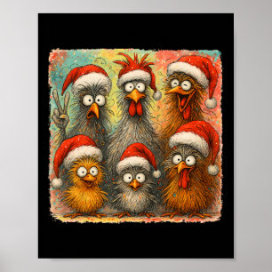 Póster Gallina de Navidad de Hugvyn Santa Loca Entusiasta