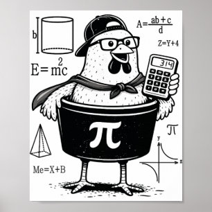 Póster Gallina Divertida Calculadora Sosteniendo Olla Pro