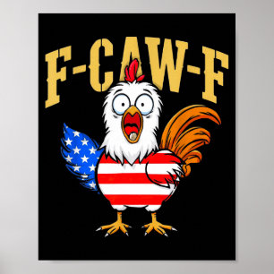 Póster Gallina divertida humorístico bandera de EE. UU. c